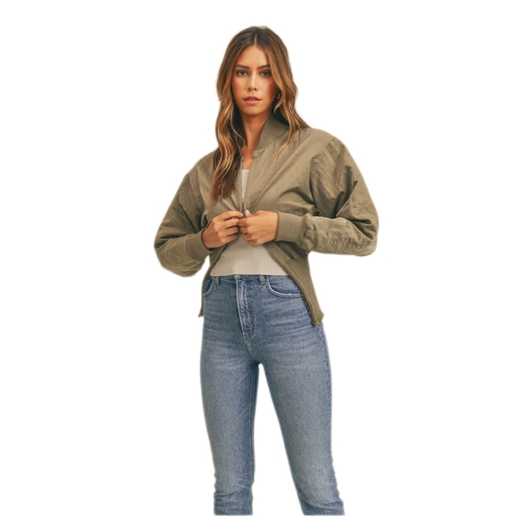 MABLE GAIA LONG SLEEVE TWO WAY JACKET,Olive, Womens Medium,(listing As) - Picture 3 of 14